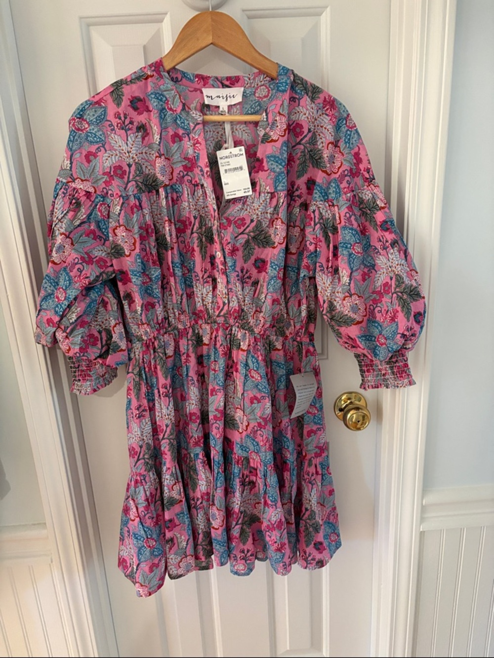 Maisie Pink Floral Tiered Dress large NWT